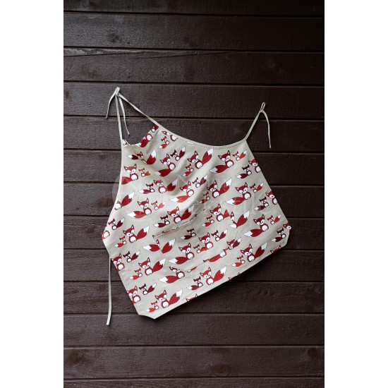 Colourful half-linen kitchen apron "Fox"